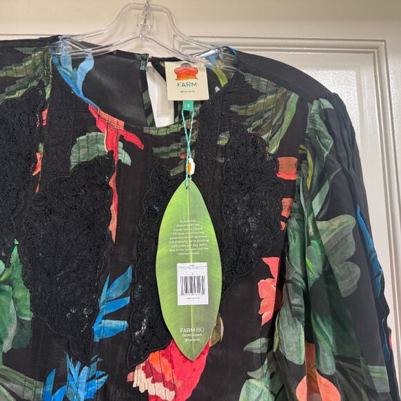 NWT $198 Midnight Macaw Fiesta Black Blouse MIDNIGHT MACAW FIESTA BLACK Size: S - Picture 6 of 7